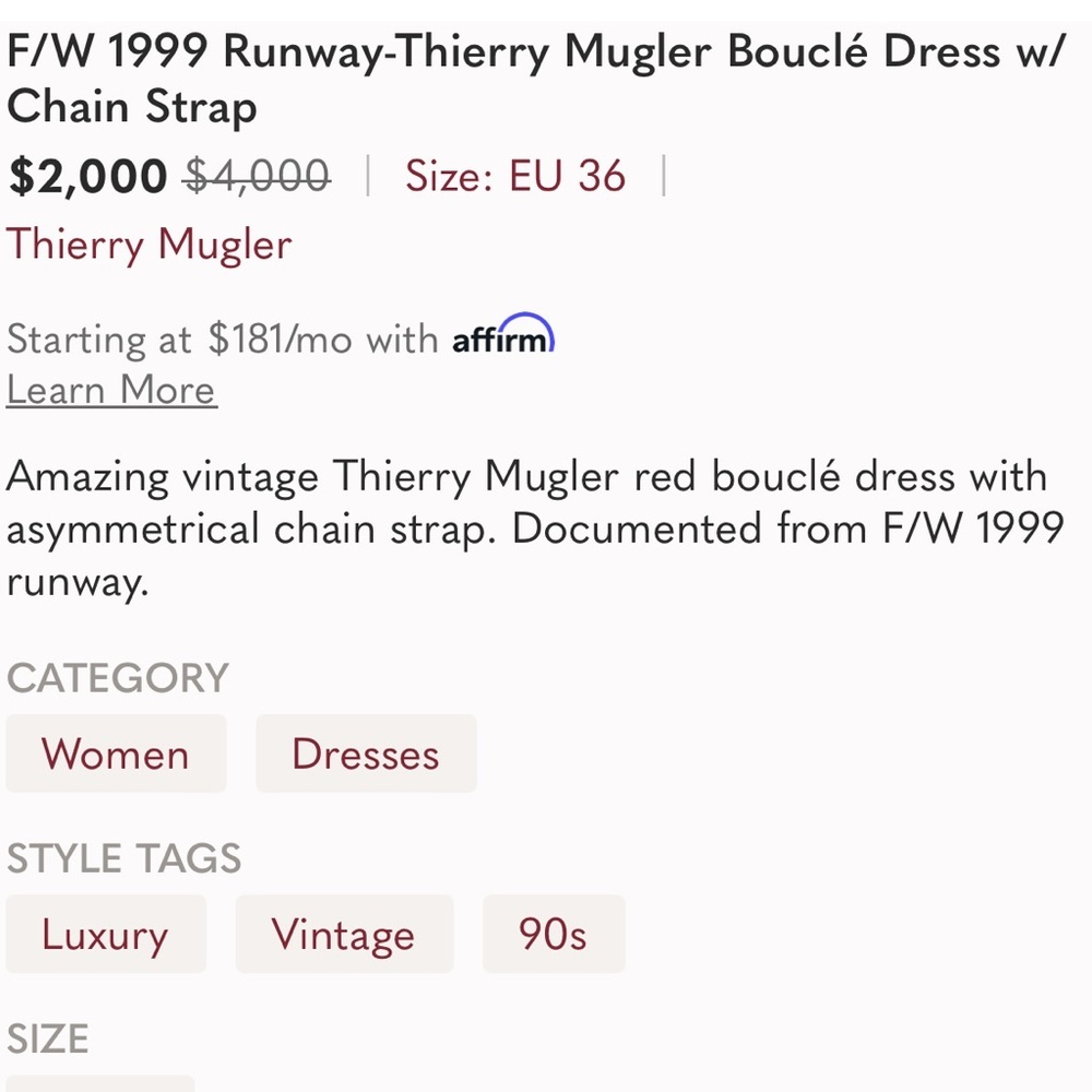 Archival Thierry Mugler Black Wool Boucle and Chain Dress - 1999 Fashion Week - Picture 9 of 12